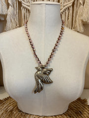 Free Spirit Rose Quartz Bird Necklace by Tara Gasparian