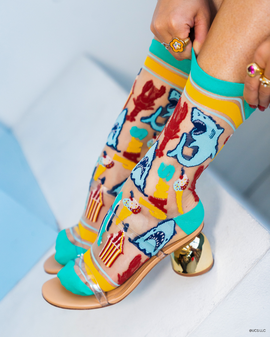 NEW STYLE: JAWS 50th Anniversary Sheer Crew Sock Robin Boutique