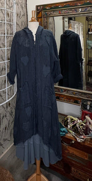 Cotton Open Knit Duster w/Heart Appliques - Robin Boutique-Boutique 