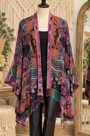 Bohemian Tapestry Kimono Jacket with Fringe