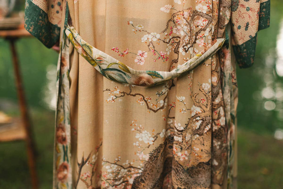 Additional view of Fable Opera Duster Kimono Robe with Deer Moon & Blossom from Robin Boutique.