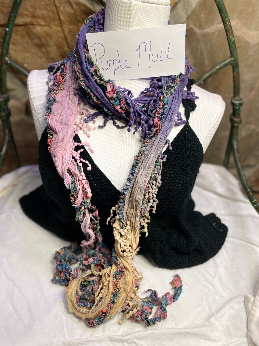 Boho Mixed Tassel Handmade Scarf Necklace