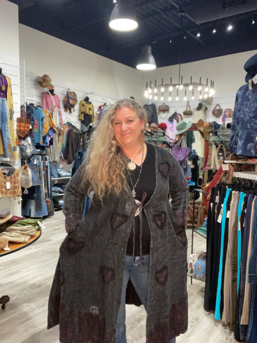 Open Weave Heart Patch Duster by Paper Lace