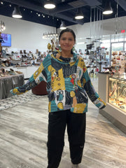 Artful Aviary Cowl Neck Pullover by Inoah