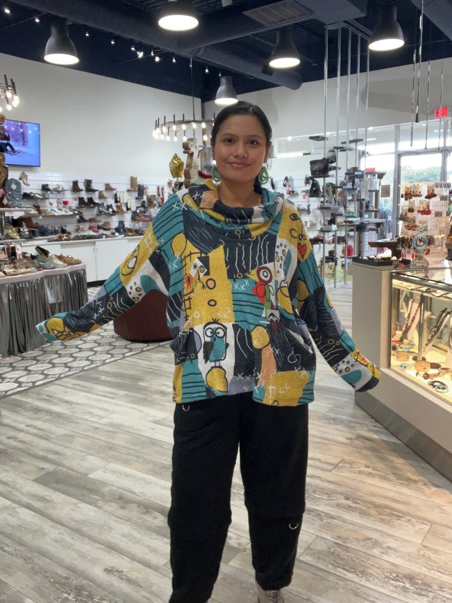 Artful Aviary Cowl Neck Pullover by Inoah
