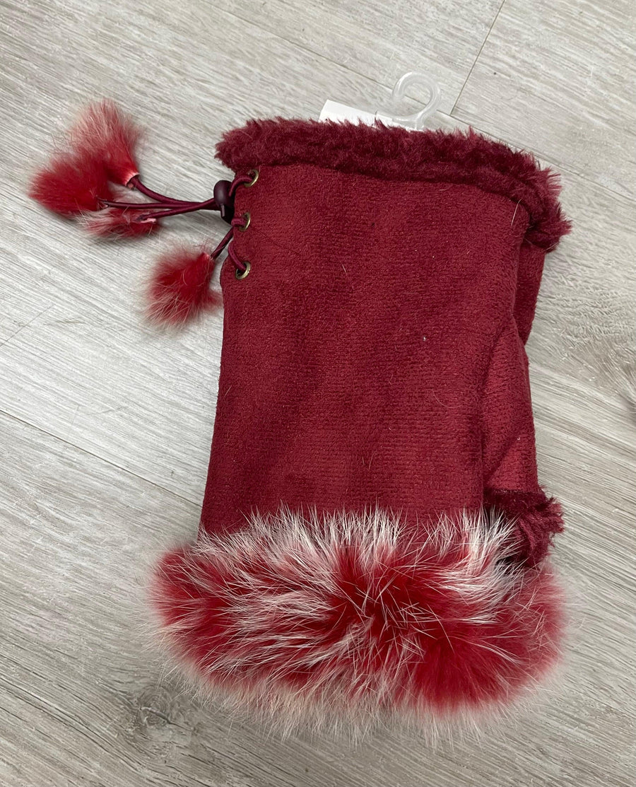 Fingerless Faux Fur Trim Glove LOG 079 - Robin Boutique-Boutique 