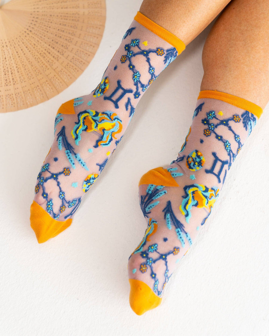 Gemini Zodiac Shimmer Sheer Crew Sock