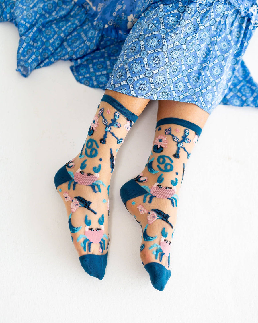 Cancer Zodiac Sheer Crew Sock