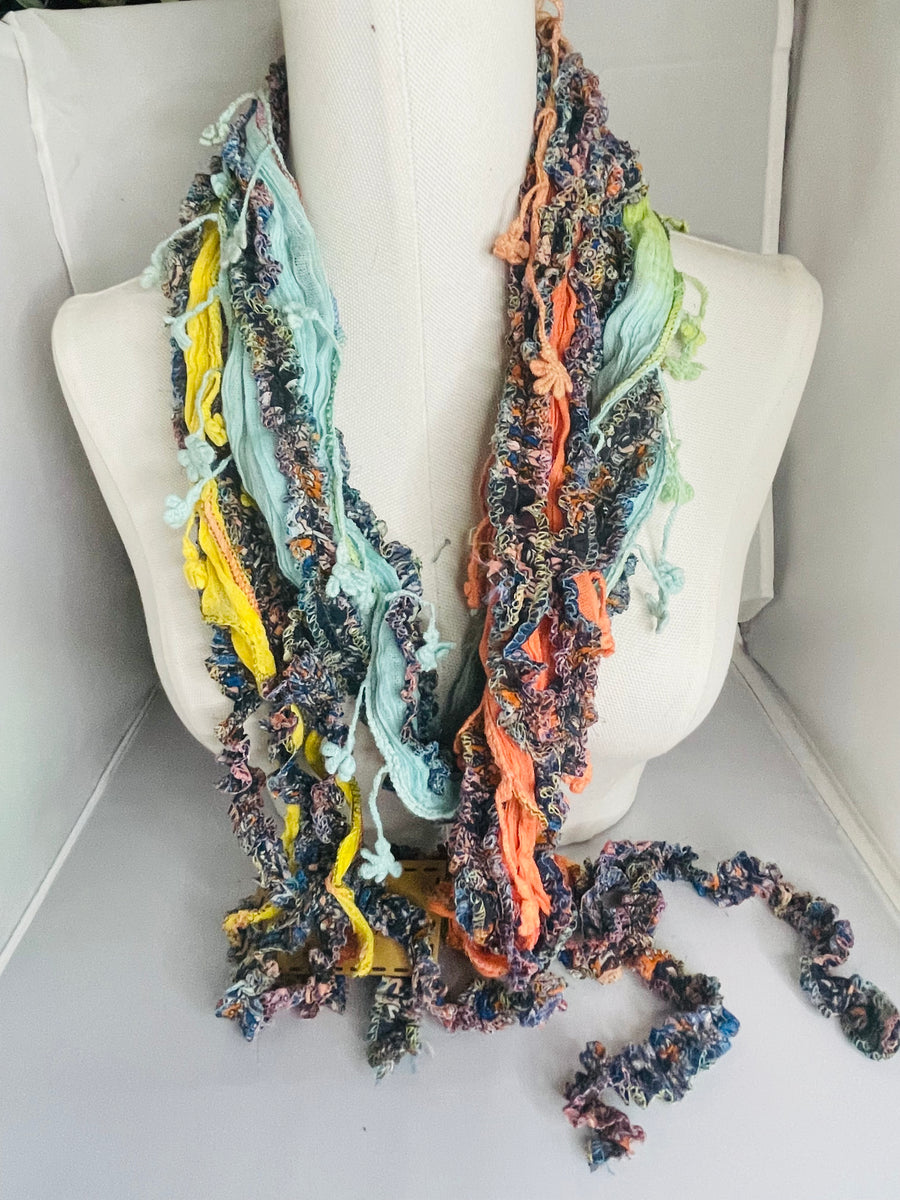 Boho Mixed Tassel Handmade Scarf Necklace