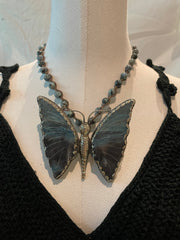 Carved Fluorite Butterfly Short Necklace