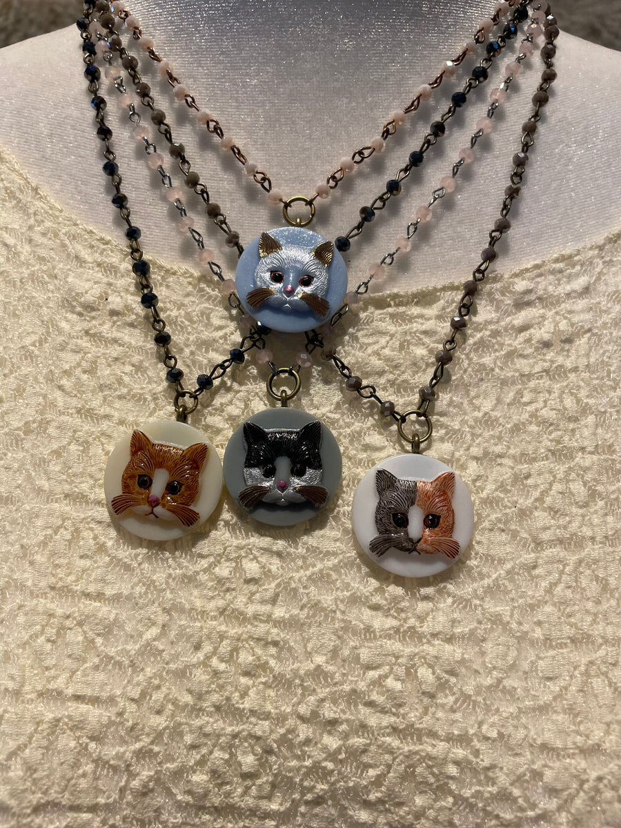 Vintage Cat Cameo Necklace by Gina