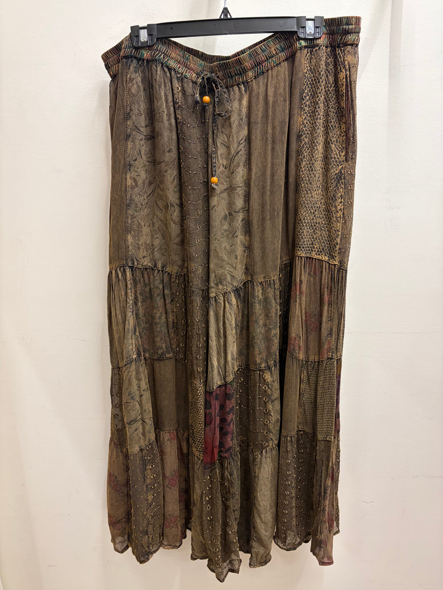 Retro Revival Flared Patchwork Pants by Young Threads