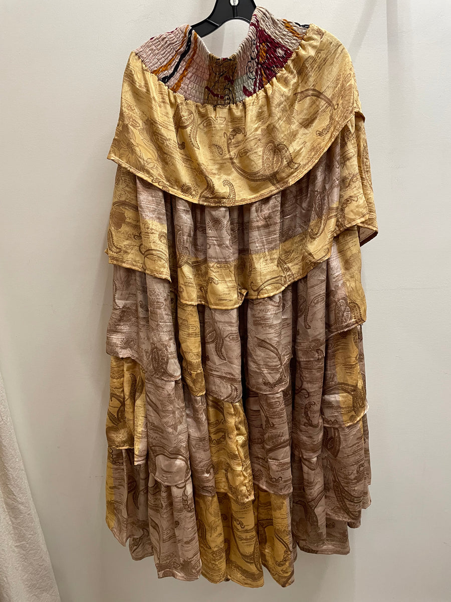 Rasgulla Sari Venus Ruffle Maxi by Kantha Bae Robin Boutique 