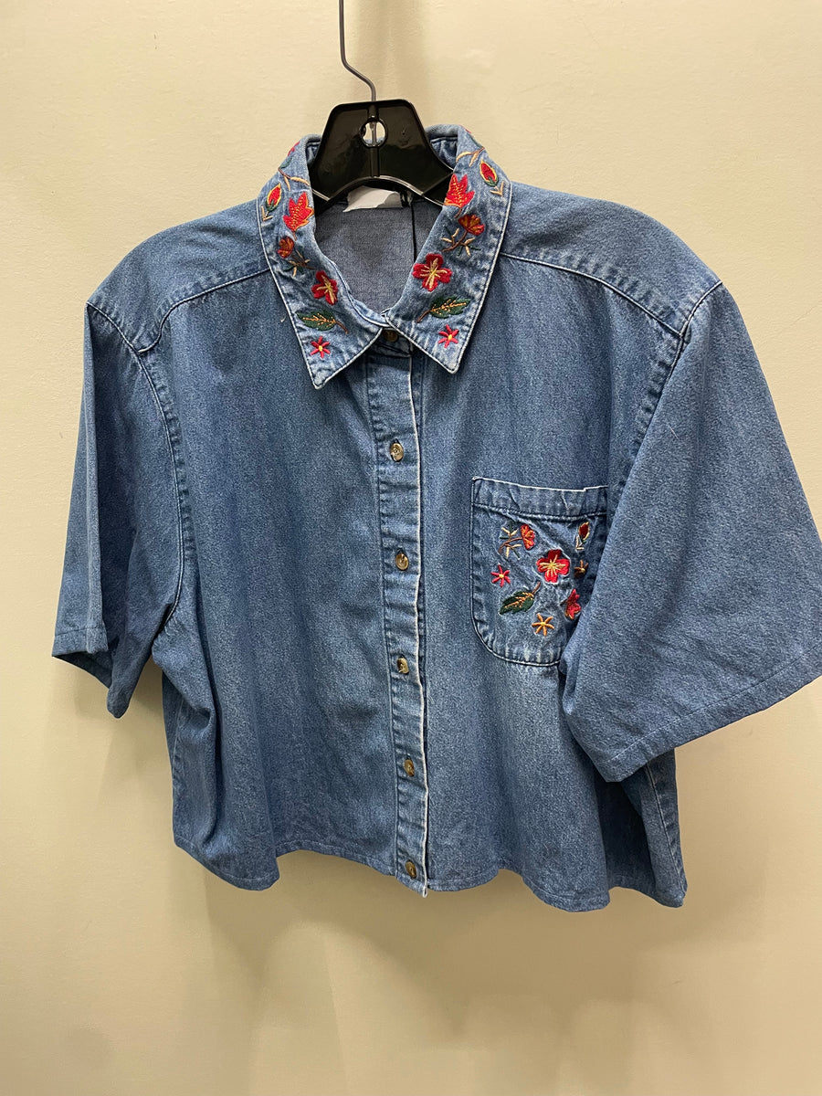 Reworked Denim Crop Button Down #213