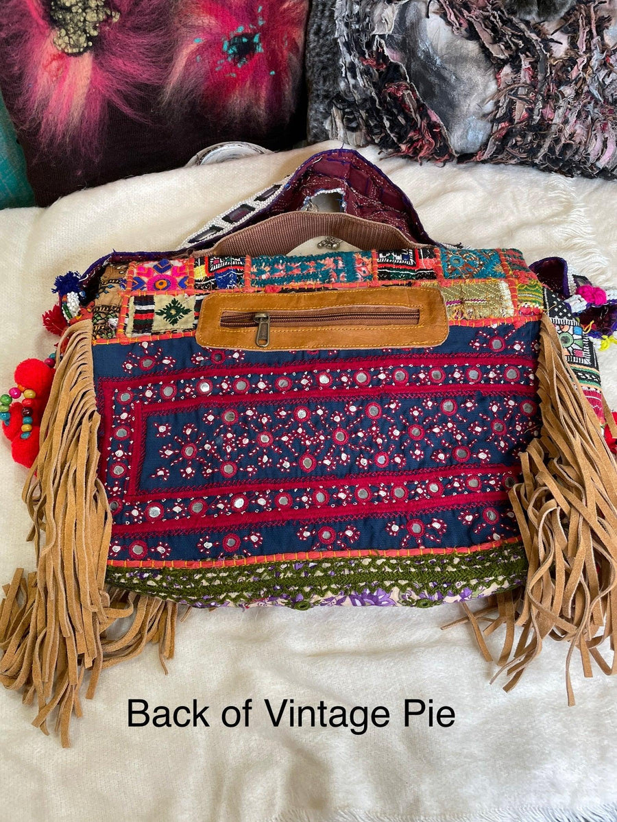 Upcycled Embroidered Structured Market Shoulder Bag by Kantha Bae - Robin Boutique-Boutique 