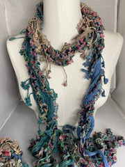 Boho Mixed Tassel Handmade Scarf Necklace