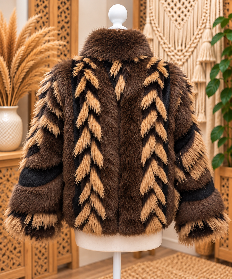 Inez-Chocolate faux fur jacket by azalea wang robin boutique