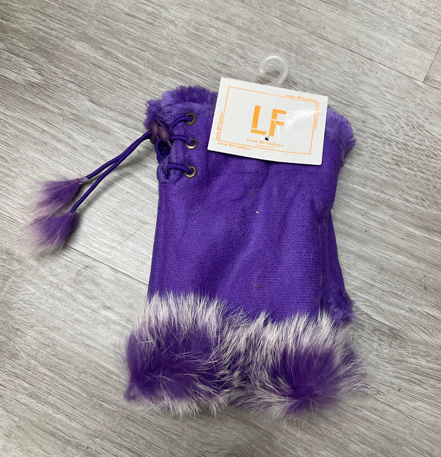 Fingerless Faux Fur Trim Glove LOG 079 - Robin Boutique-Boutique 