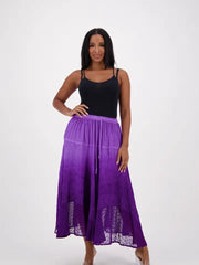Embroidered Maxi Skirt w/Chiffon in Ombre