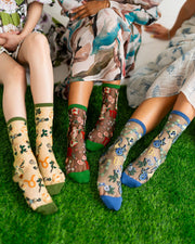 Virgo Zodiac Black Sheer Crew Sock