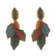 Statement Earring with 5 Beaded Leaves-Tierra by KVZ Robin Boutique