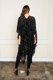 Burnout Velvet Fringe Kimono by Paparazzi