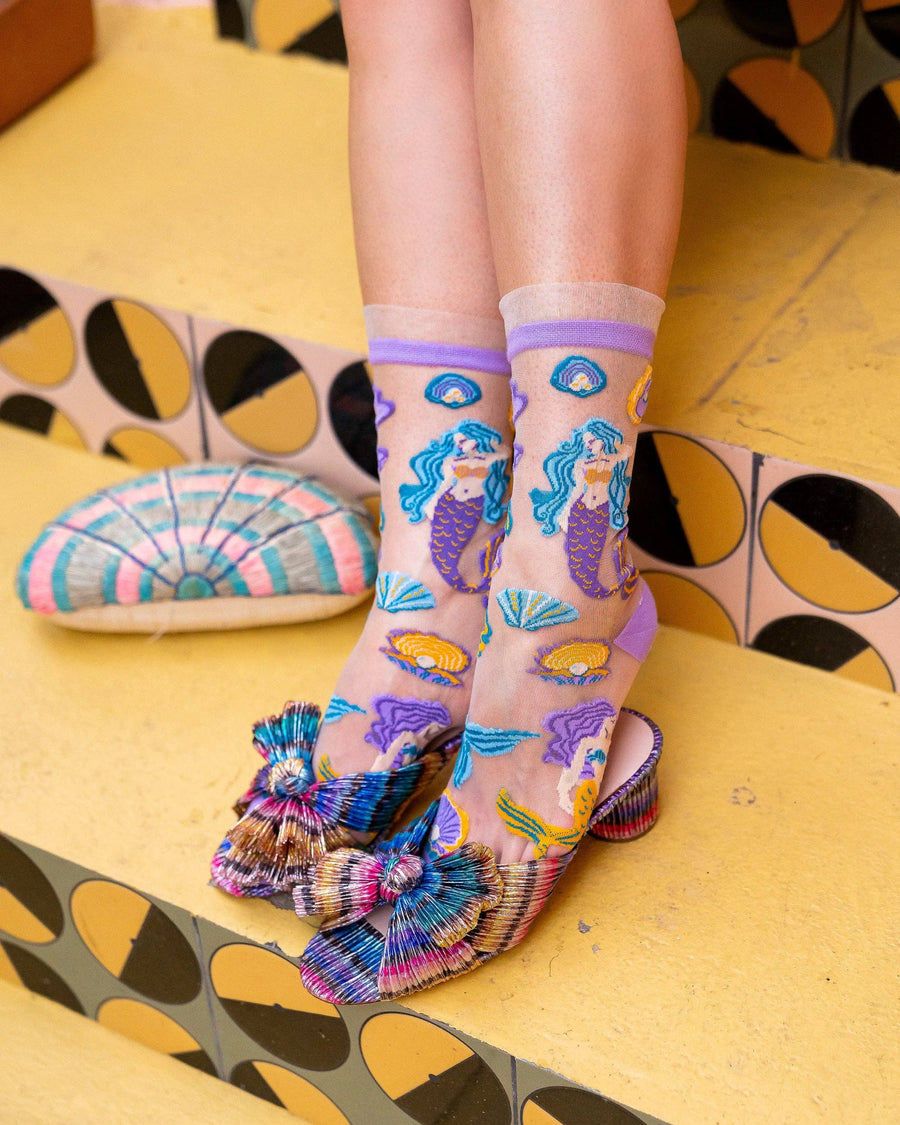 Whimsical Mermaid Ruffle Sheer Crew Sock Robin Booutique