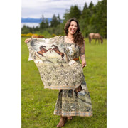 Born To Run Scarf with Wild Horse & Floral Print by Market of Stars Robin Boutique