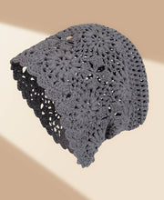 Hand-Crocheted Vintage Slouchy Beanie with Floral Design from Robin Boutique.