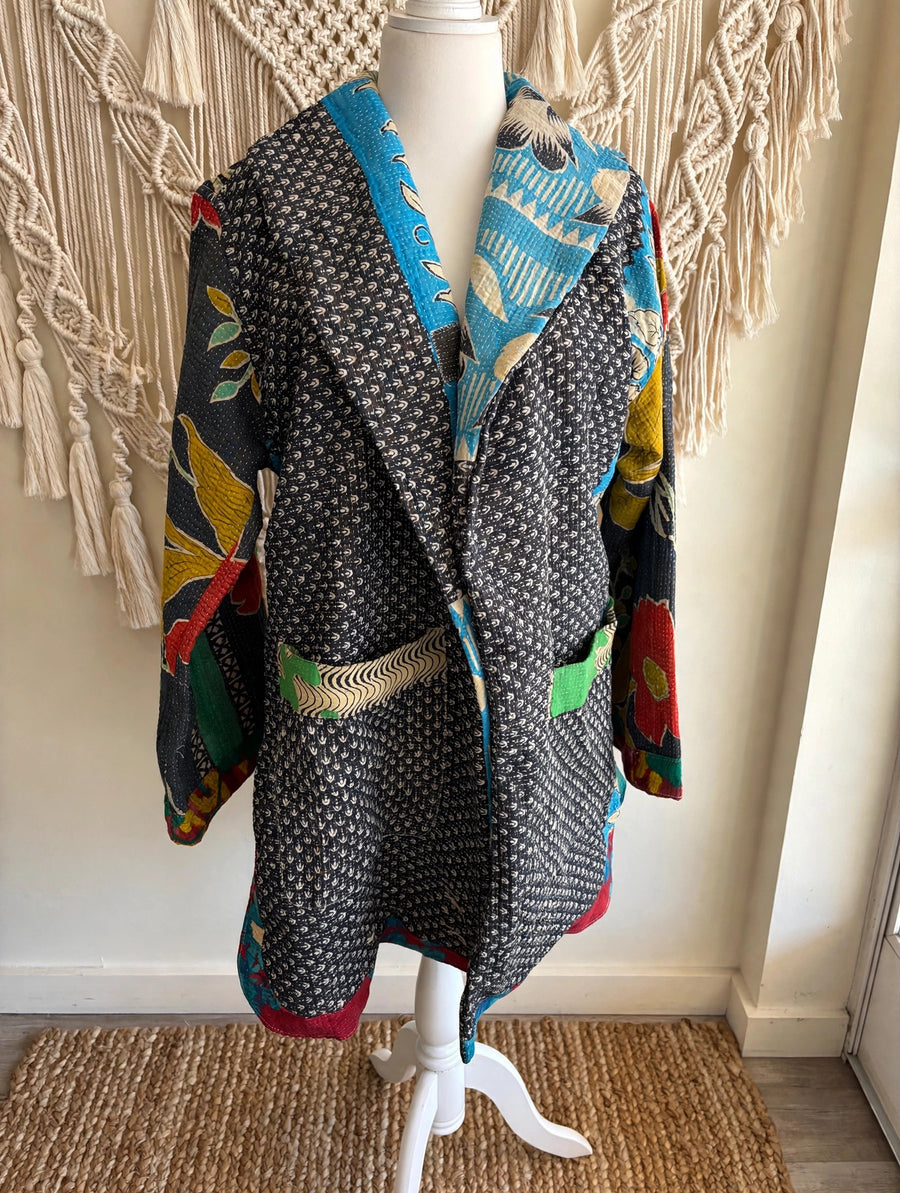 Fine Kantha Drifter Coat #036 by Kantha Bae