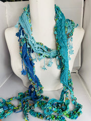 Boho Mixed Tassel Handmade Scarf Necklace