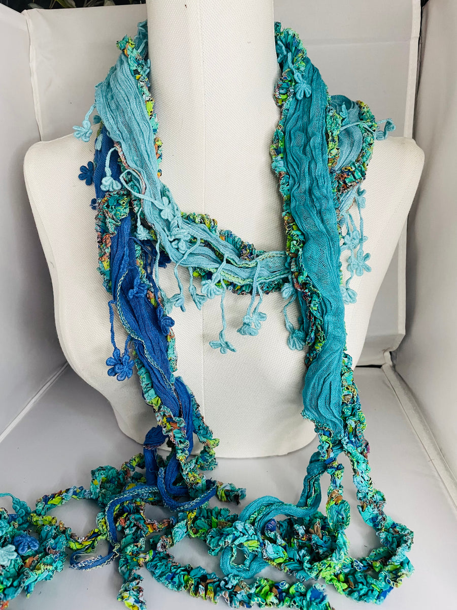 Boho Mixed Tassel Handmade Scarf Necklace