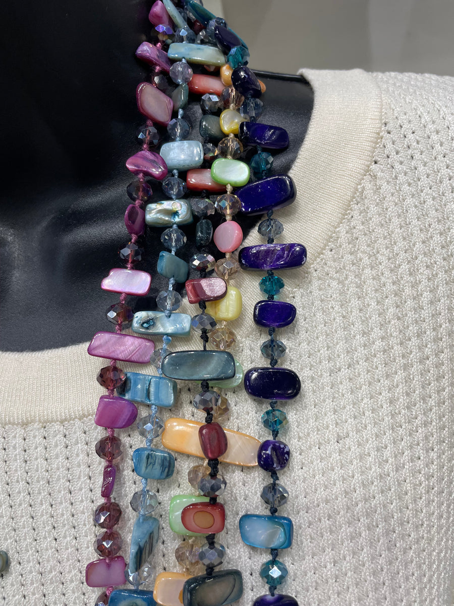 Tidal Glow Irregular Shell & Glass Necklace