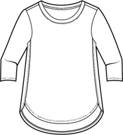 Solid Cotton Slub 3/4 Sleeve High-Low Tee by Escape