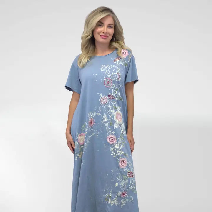 Marijka Embroidered Tee Dress by Caite & Kyla