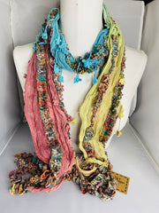 Boho Mixed Tassel Handmade Scarf Necklace