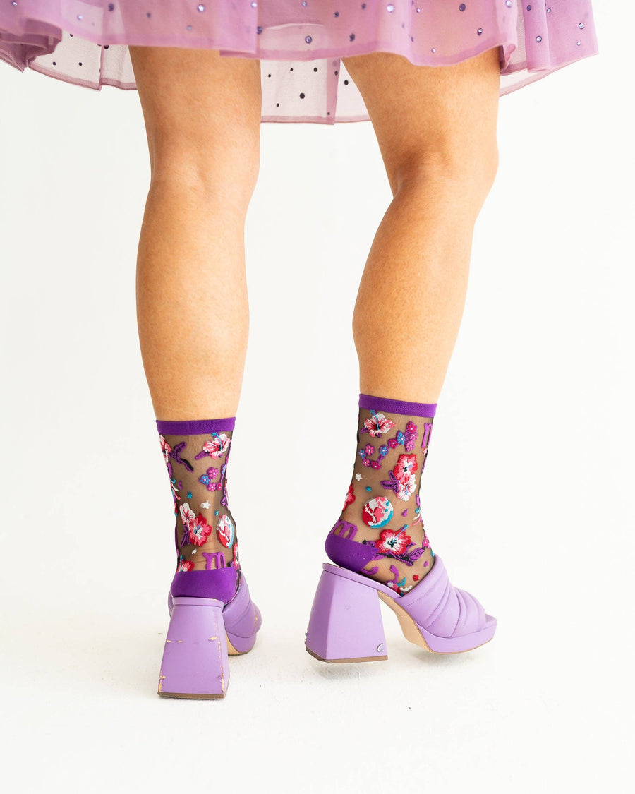 Scorpio Zodiac Black Sheer Crew Sock