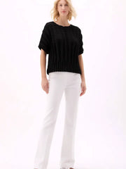Pleated Short Sleeve Dual Fold Top by EllyNDale