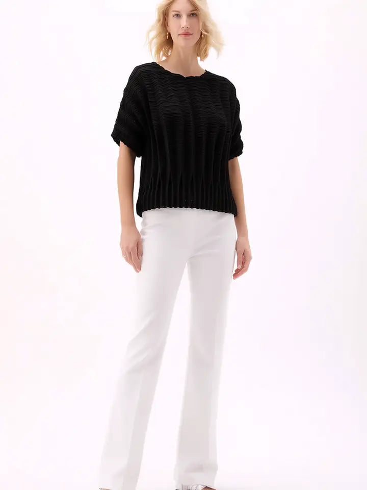 Pleated Short Sleeve Dual Fold Top by EllyNDale