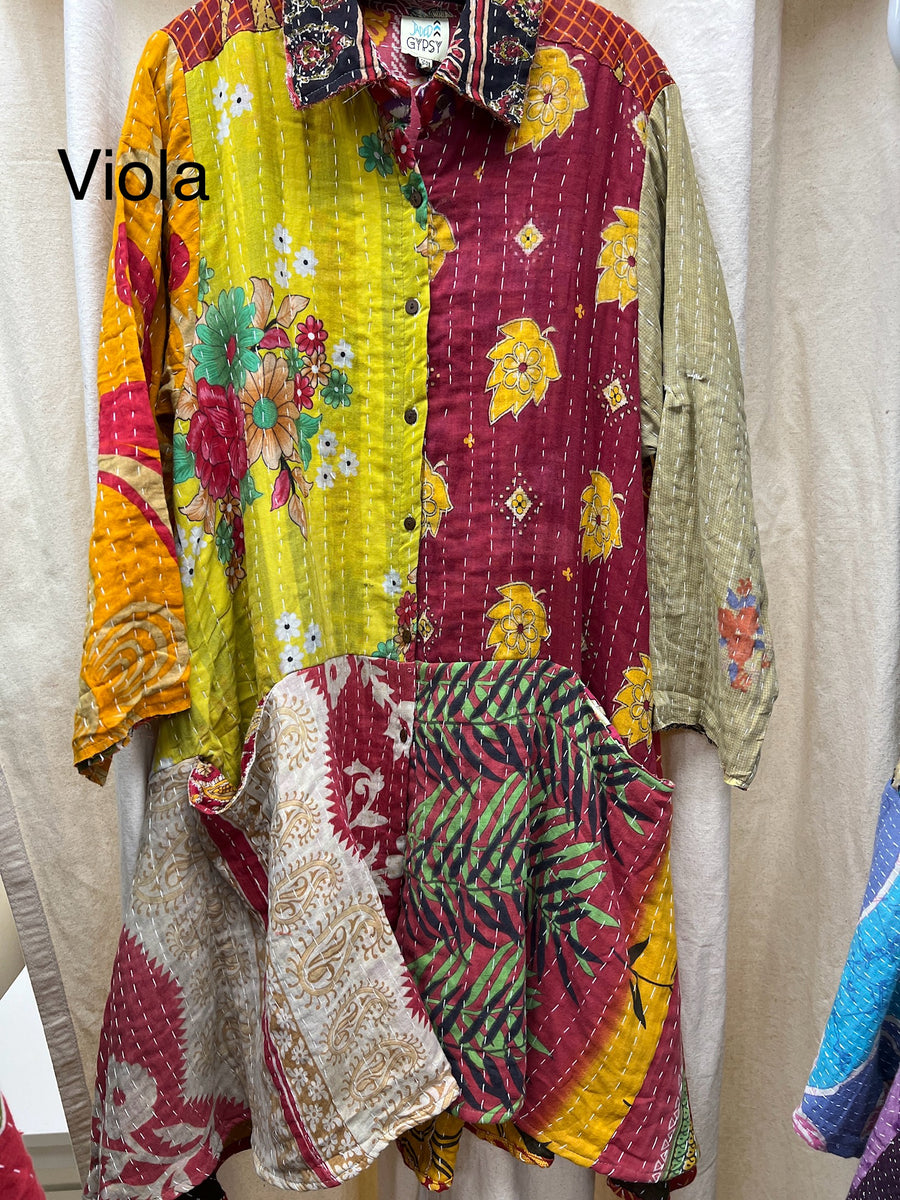 Kantha Sunrise Button Tunic "Viola" by Jaded Gypsy