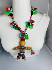 Wooden Button Person Necklace by The Vintage Jewel