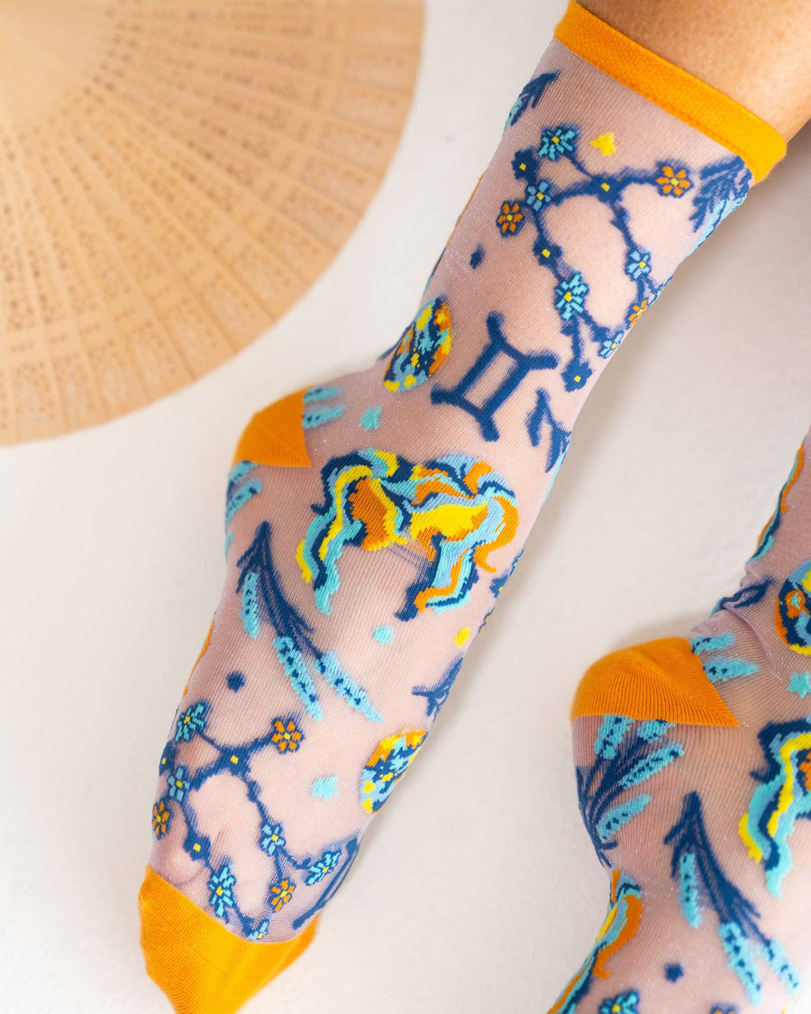 Gemini Zodiac Shimmer Sheer Crew Sock