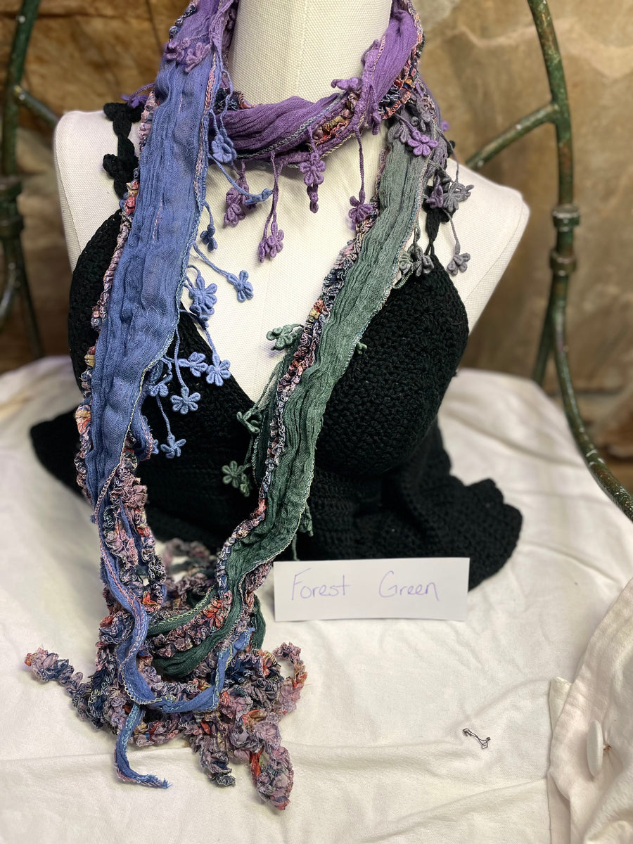 Boho Mixed Tassel Handmade Scarf Necklace