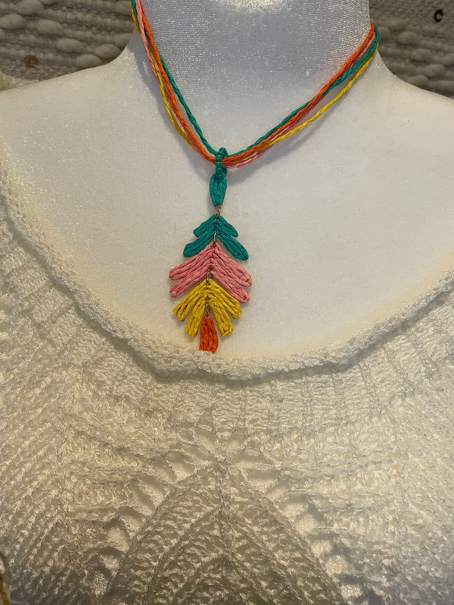 Rattan Palm Leaf Necklace