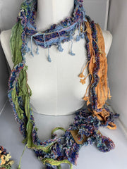 Boho Mixed Tassel Handmade Scarf Necklace