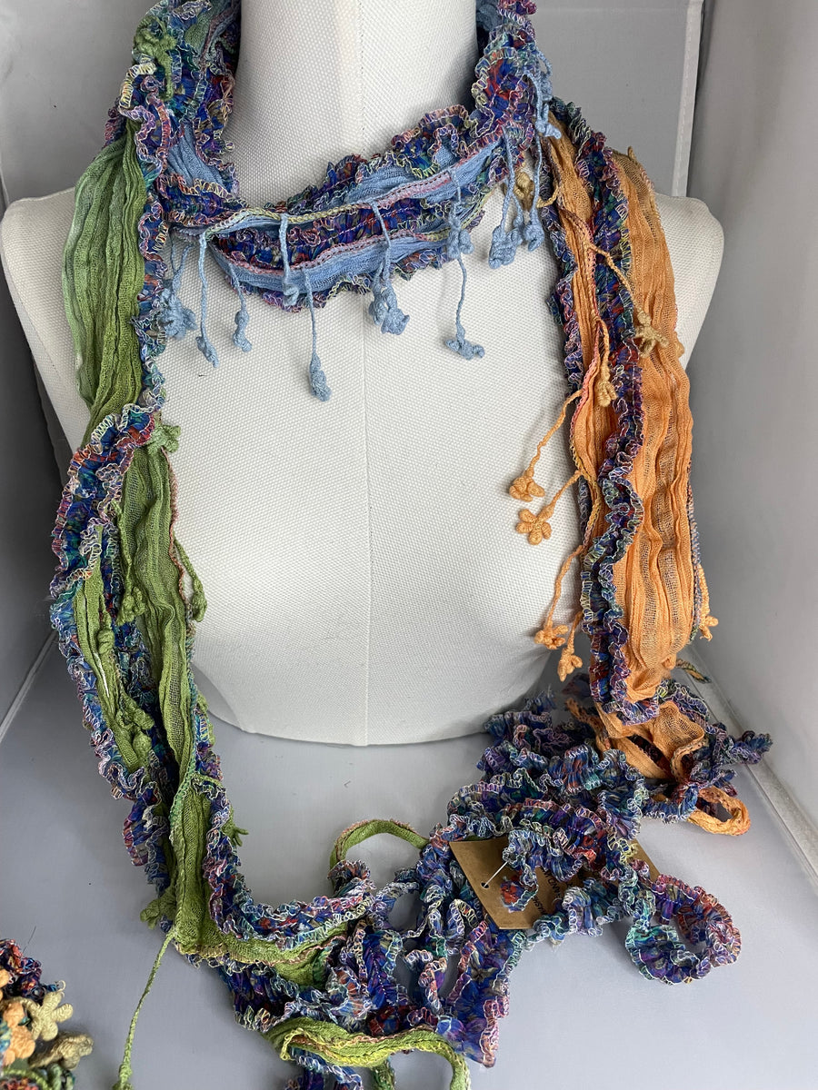 Boho Mixed Tassel Handmade Scarf Necklace
