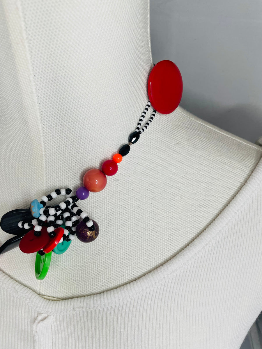 Wooden Button Person Necklace by The Vintage Jewel