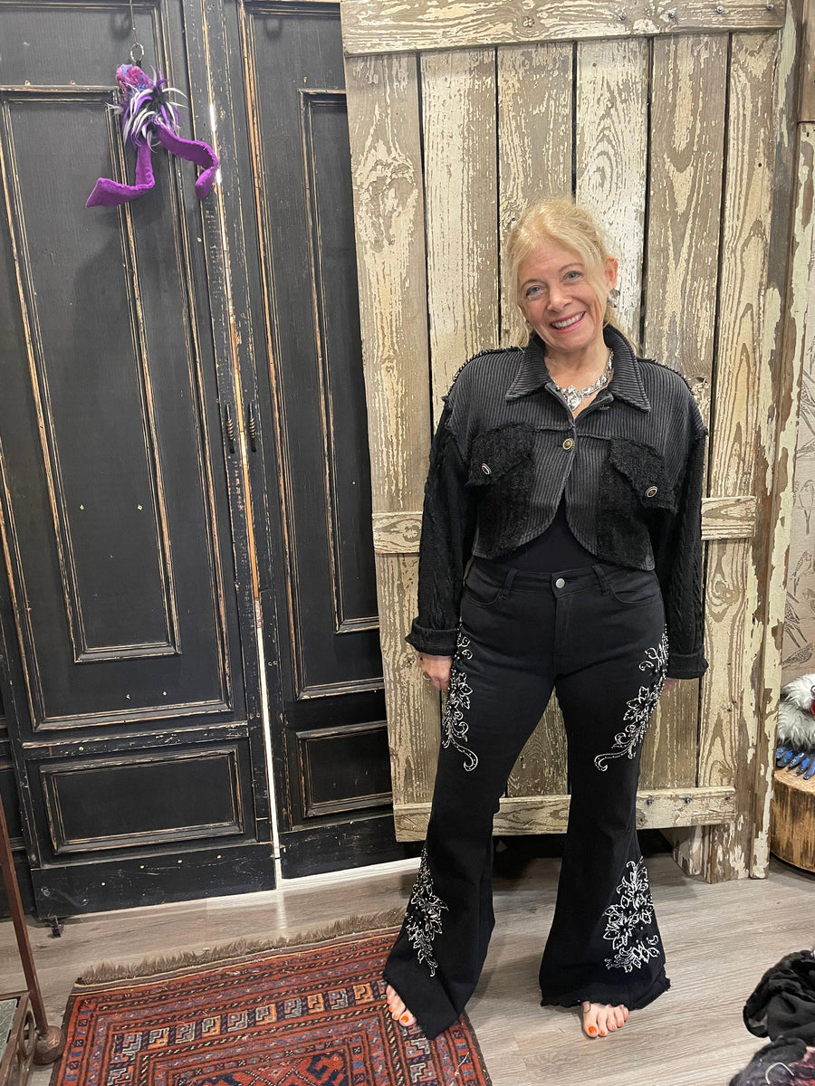 POL Embroidered and Embellished Flare Jean FWP107 - Robin Boutique-Boutique 