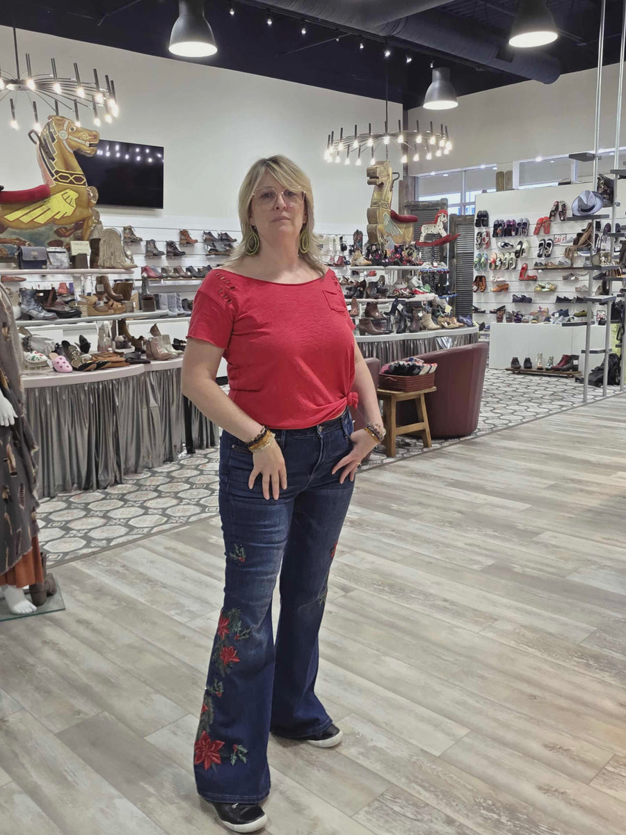 Driftwood Farrah Embroidered High-Rise Bootleg Jeans Robin Boutique