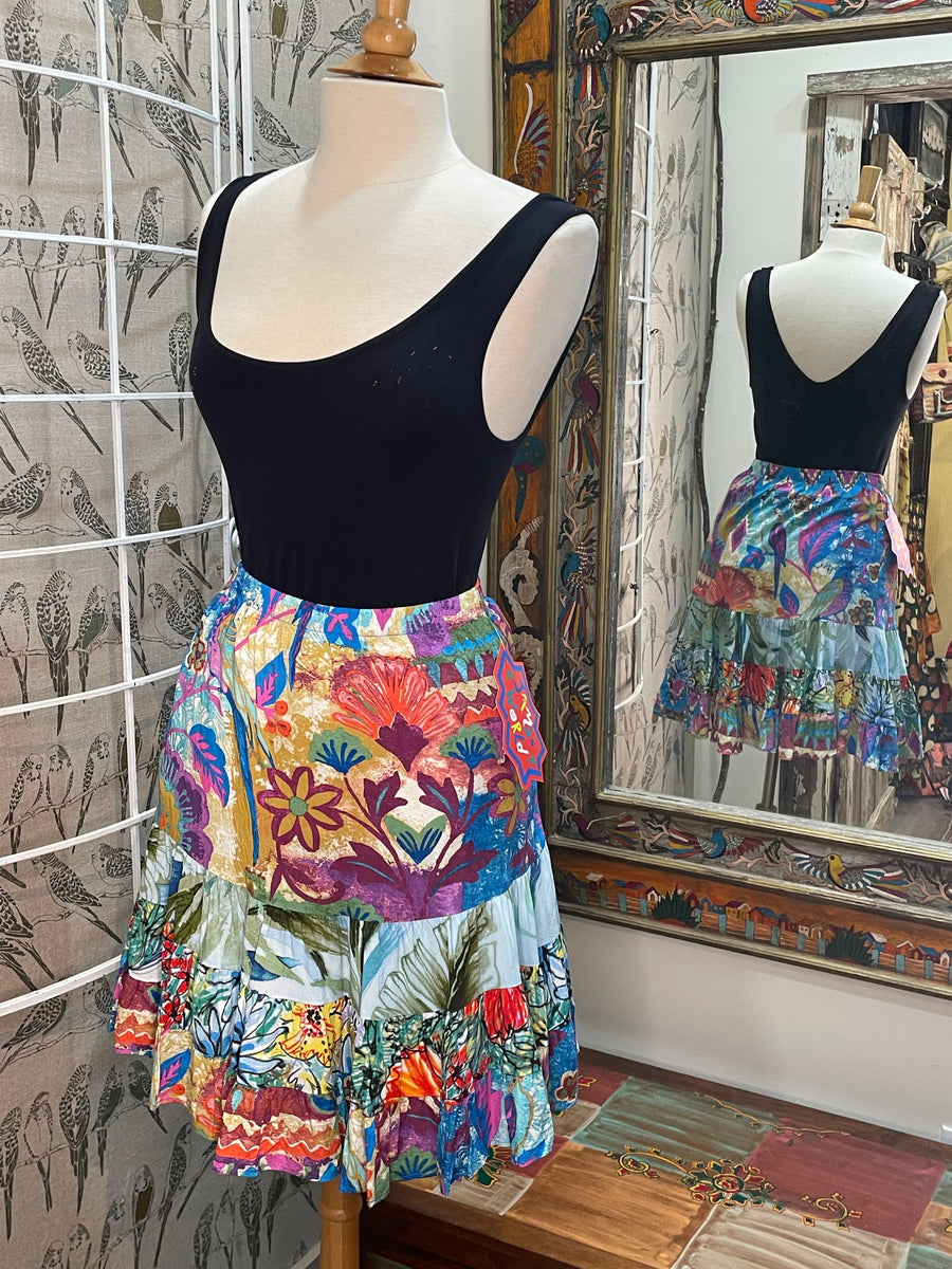 Tiered Skirt in Blue Birds by Jams World